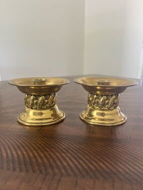Two Vintage Colonial Virginia Hampton VA Brass Candlestick Holders See details